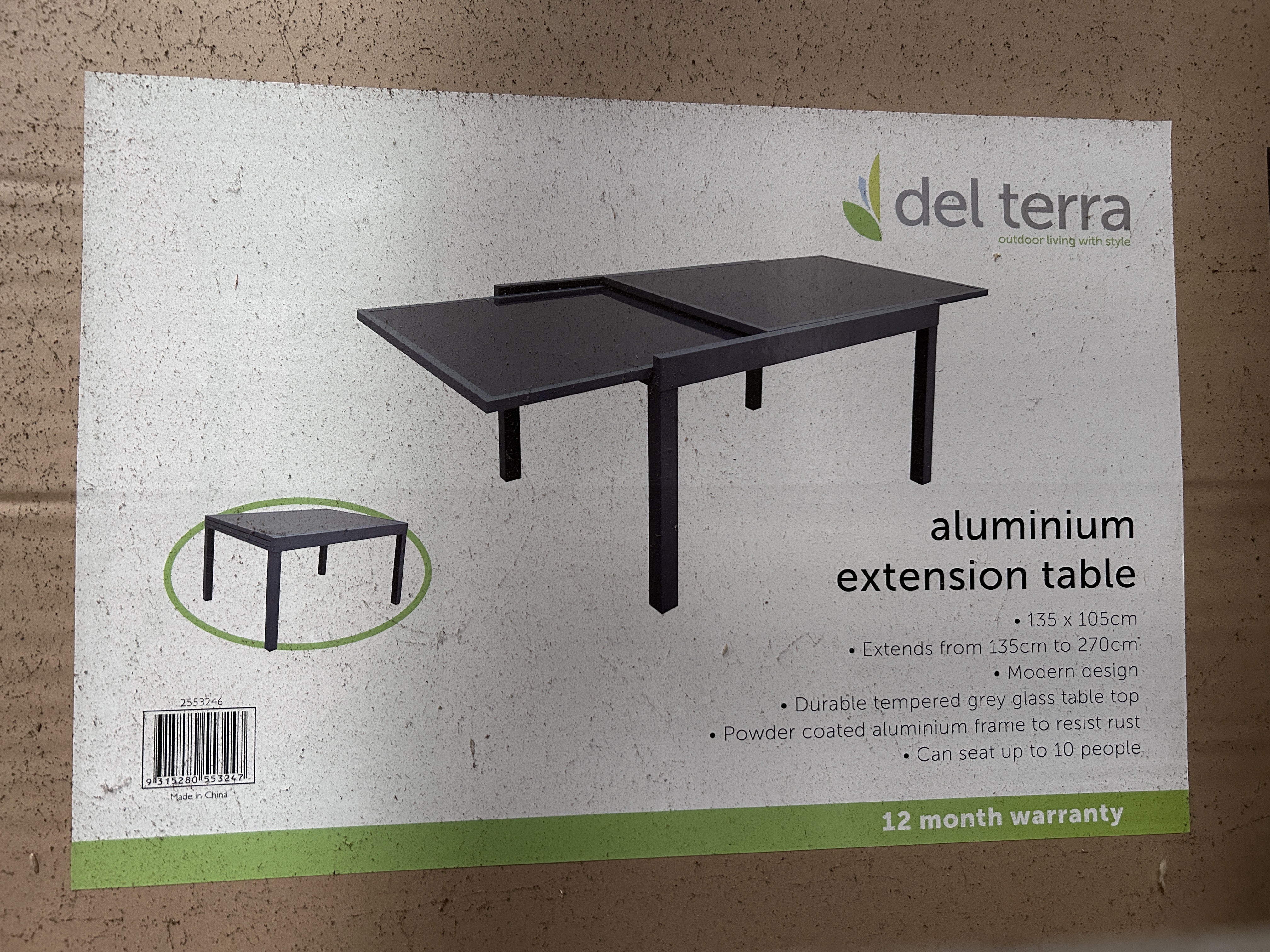 Del Terra Aluminium Extension Table 